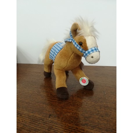 Peluche Cheval au harnais bleu 23 cm