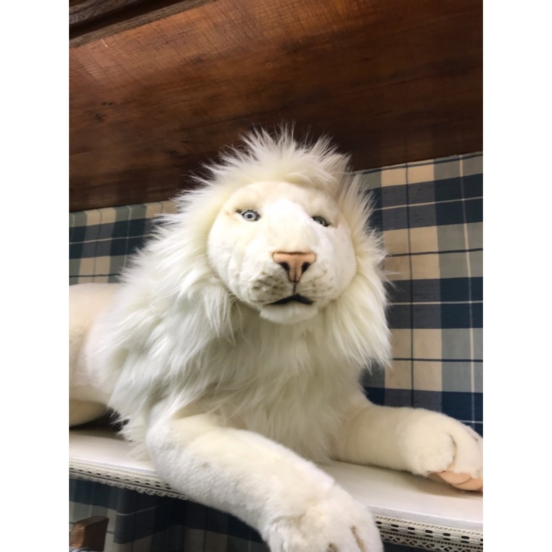 Peluche Lion Blanc Couché 65 cm - Au Gardénia