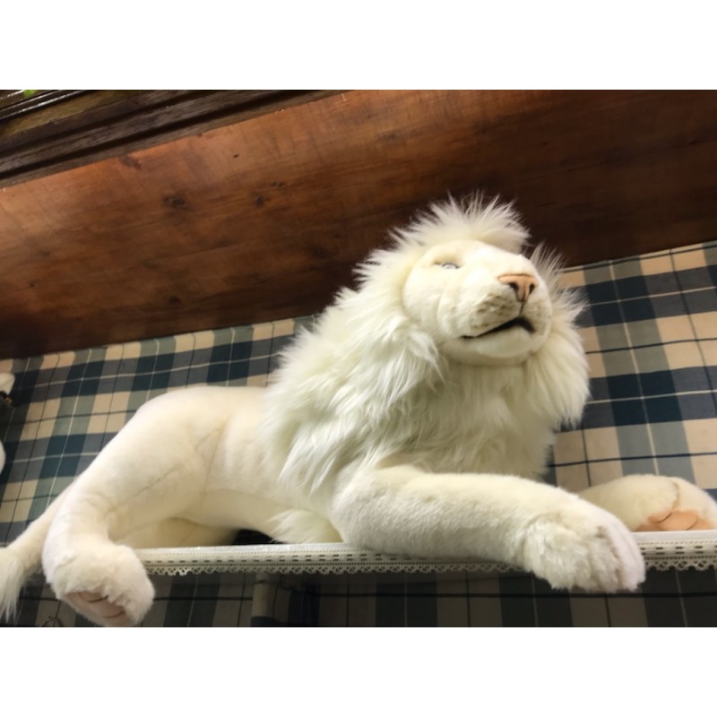 Peluche Lion Blanc Couché 65 cm - Au Gardénia