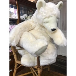 Peluche Ours Blanc Dormeur 75 cm