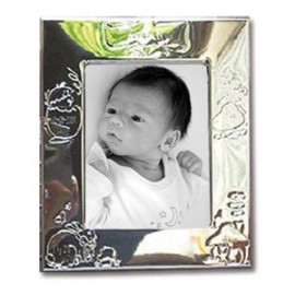 Cadre photo naissance personnalisé en métal argenté