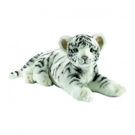 Peluche Tigre blanc couché 35 cm