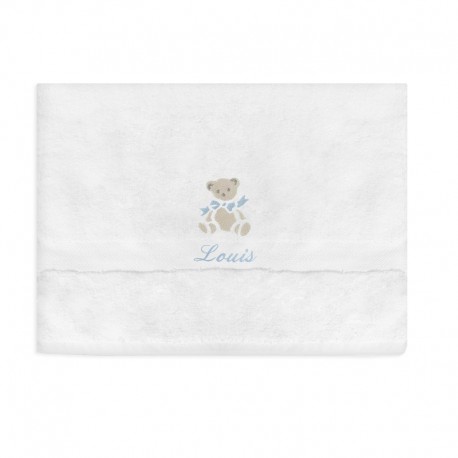 Serviette de toilette blanche personnalisée - 3 ours