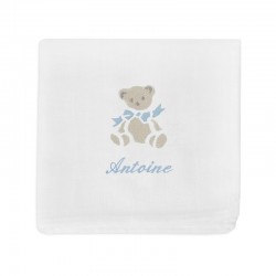 Lange doudou Ours personnalisable - Bleu