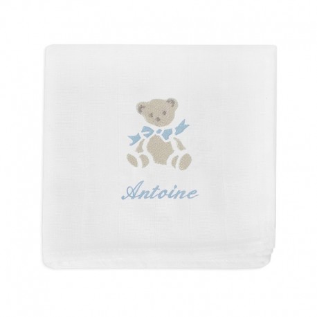 Lange doudou Ours personnalisable - Bleu