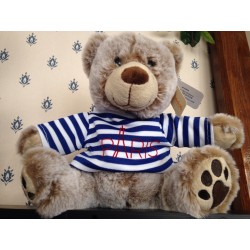 Peluche Ours Paris Assis rayé 25 cm