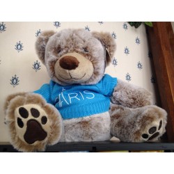 Peluche Ours Paris Assis bleu 25 cm